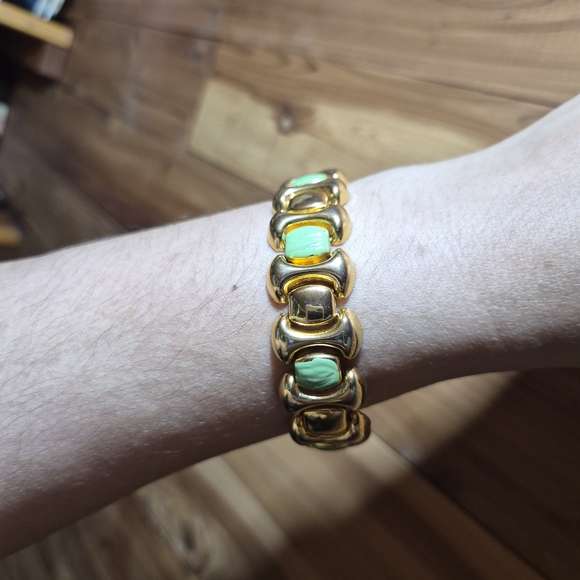 Vintage Gold and Green Bracelet Set - Picture 1 of 5